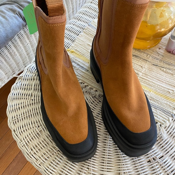 NWT Sam Edelman Lulia Lug sole suede leather boot whiskey and black - Picture 5 of 14